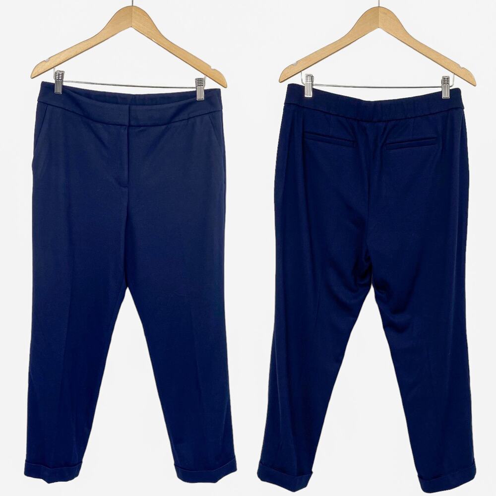 Talbots Trouser Pants Navy Blue High Rise Pleated Cuffed NEW Womens Large Petite